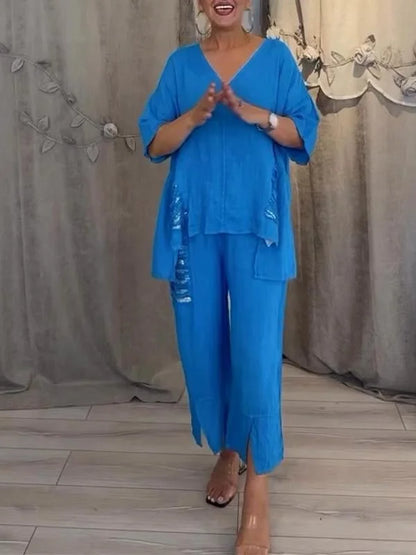 Lucía™ | Conjunto de Verano con Escote en V y Lentejuelas