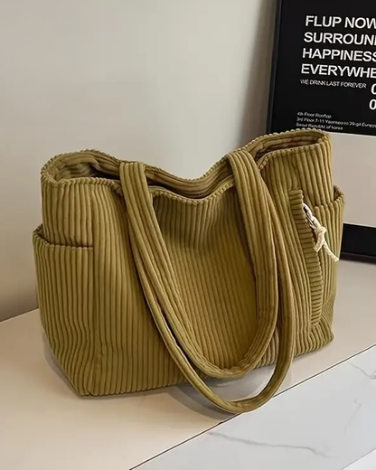 Tilda – Ribbed Shopper Bag with Cord Detail 👜