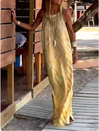 Luna – Vestido Largo Boho de Verano con Estampado Geométrico