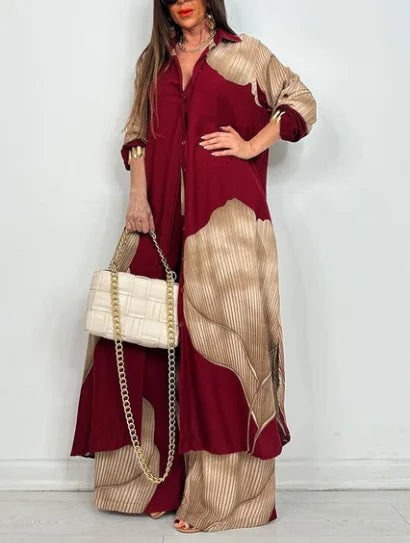 Camila™ | Conjunto Elegante con Camisa Larga y Pantalón Ancho