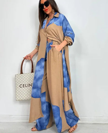 Camila™ | Conjunto Elegante con Camisa Larga y Pantalón Ancho