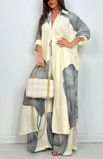 Camila™ | Conjunto Elegante con Camisa Larga y Pantalón Ancho